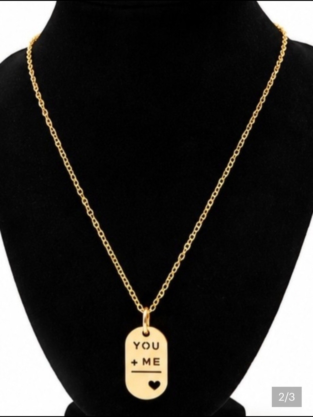 Plunder Gold You + Me Heart Pendant Necklace